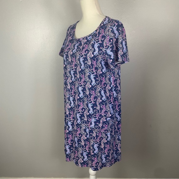 Lilly Pulitzer Blue Cat Short Sleeve Dress Size Large - Picture 4 of 9